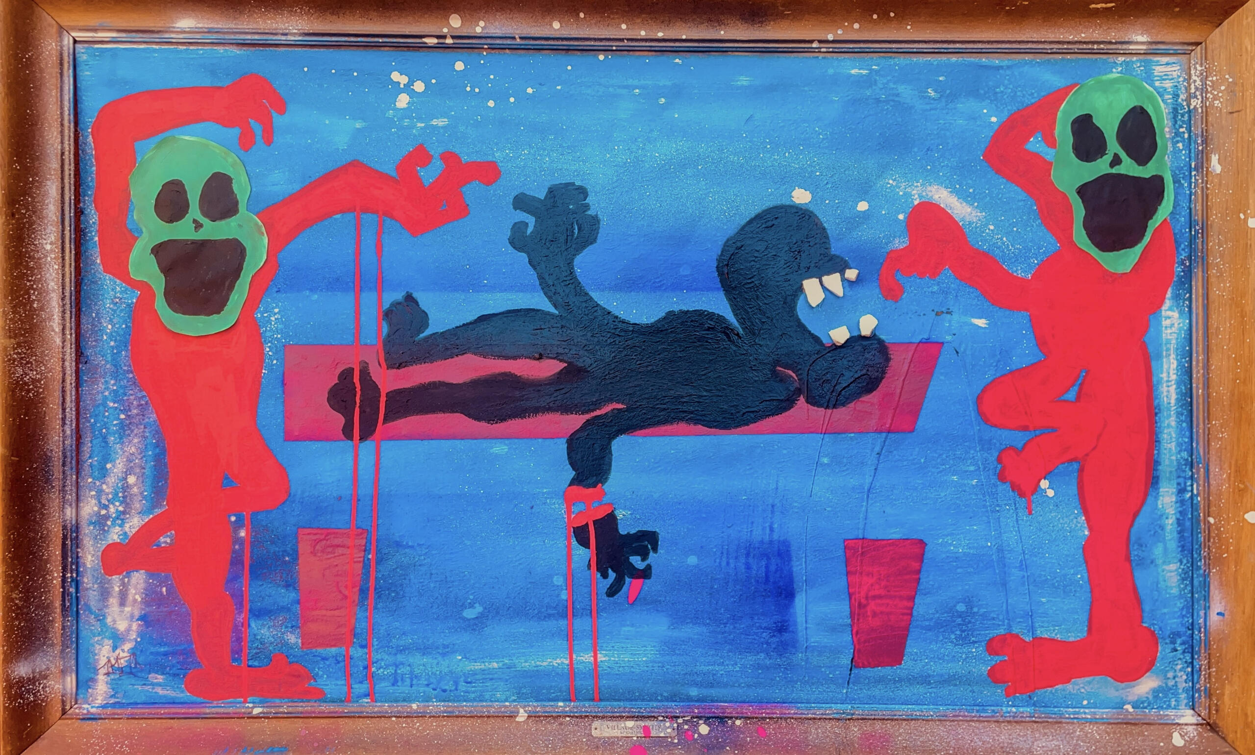 MAX CONTRACT, 2024, Mixed media on cardboard, in wooden frame - 40 in x 25 in x 1.5 in