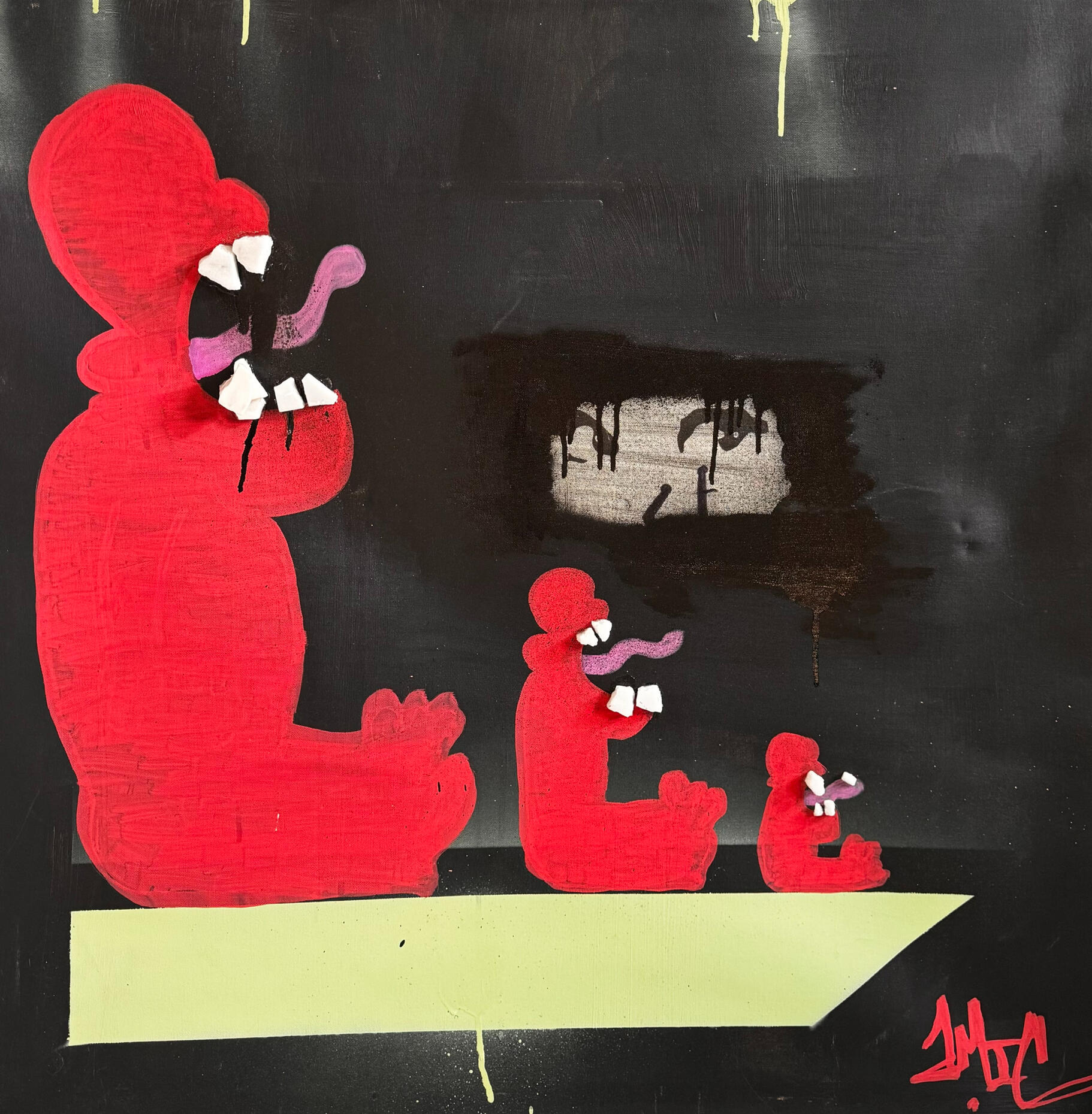 WIFI, 2023, Mixed media on canvas - 36 in x 36 in x 1.5 in