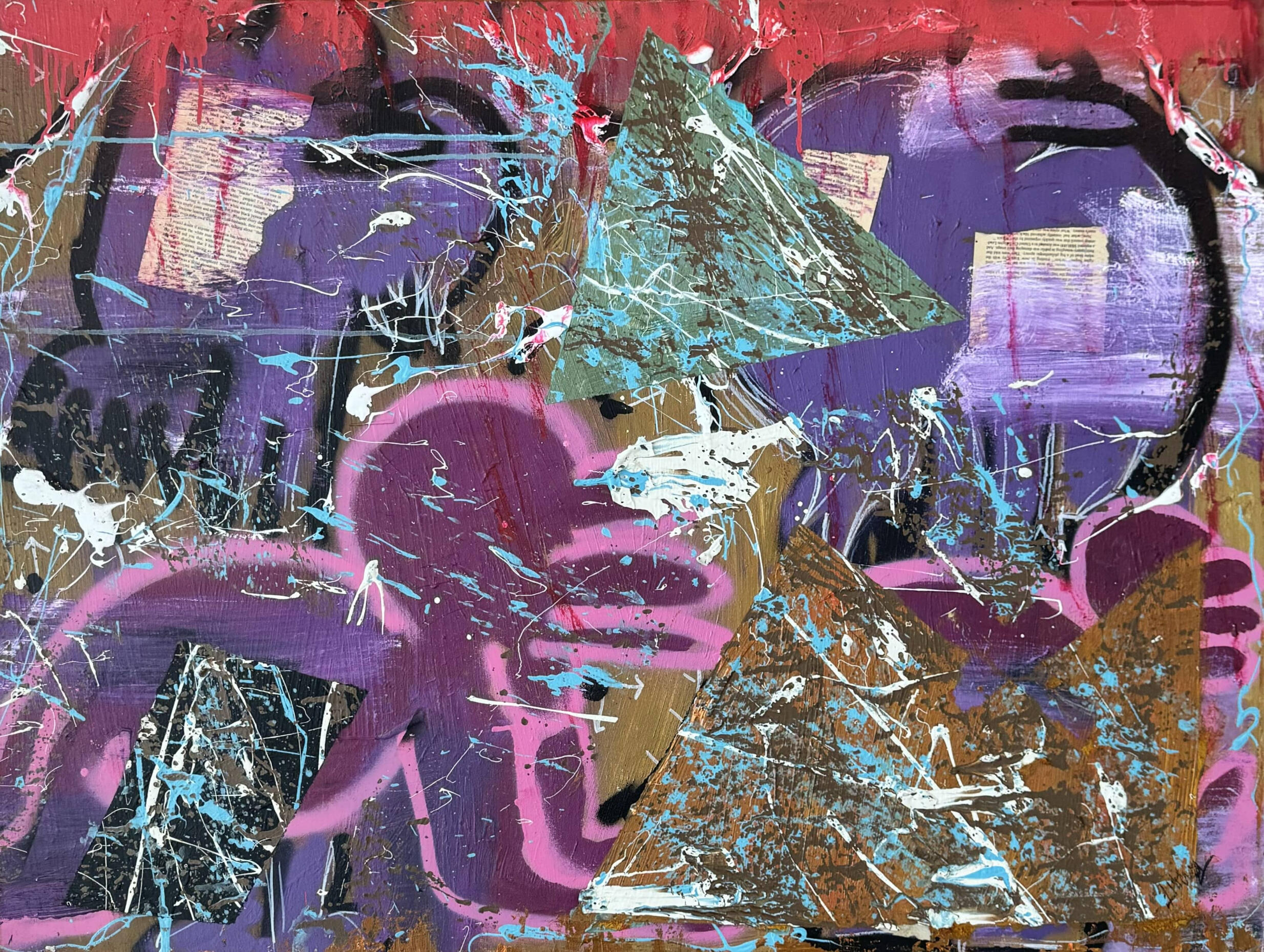 DEMONS &amp; BABIES, 2023, Mixed media on canvas - 24 in x 36 in x 2 in