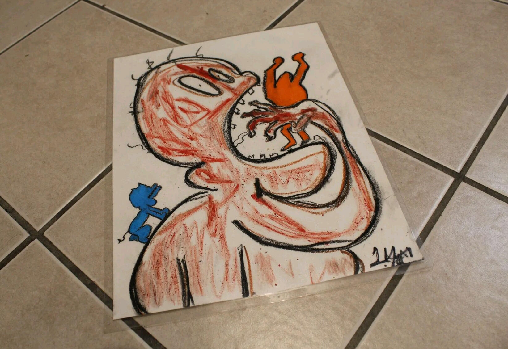 The First Hungry Man, 2023 Mixed media on professional grade paper - 12 in x 14 in